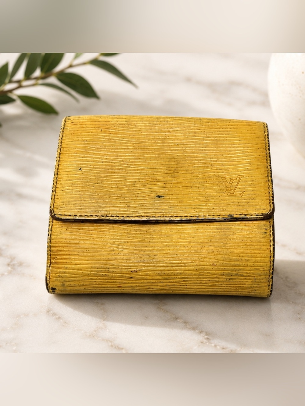 Louis Vuitton Portefeuille Elise Yellow Epi Leather Trifold Wallet